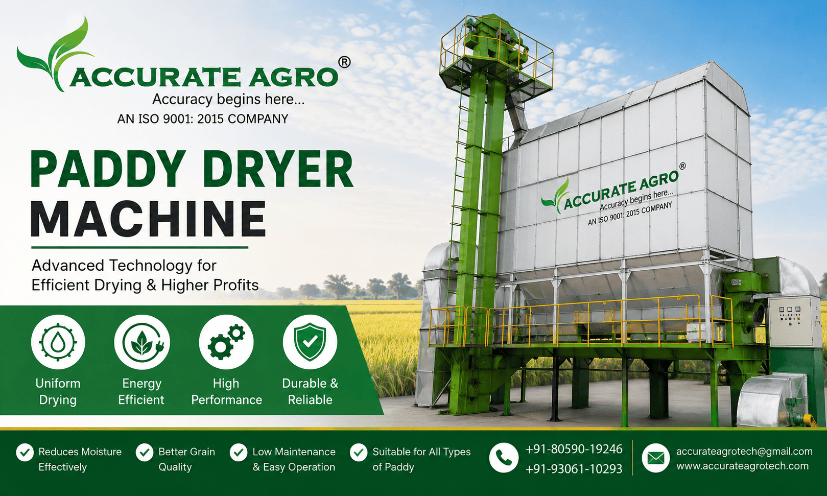 Modern paddy dryers help farmers, rice millers, and grain processors maintain grain quality while reducing drying time and labor costs.